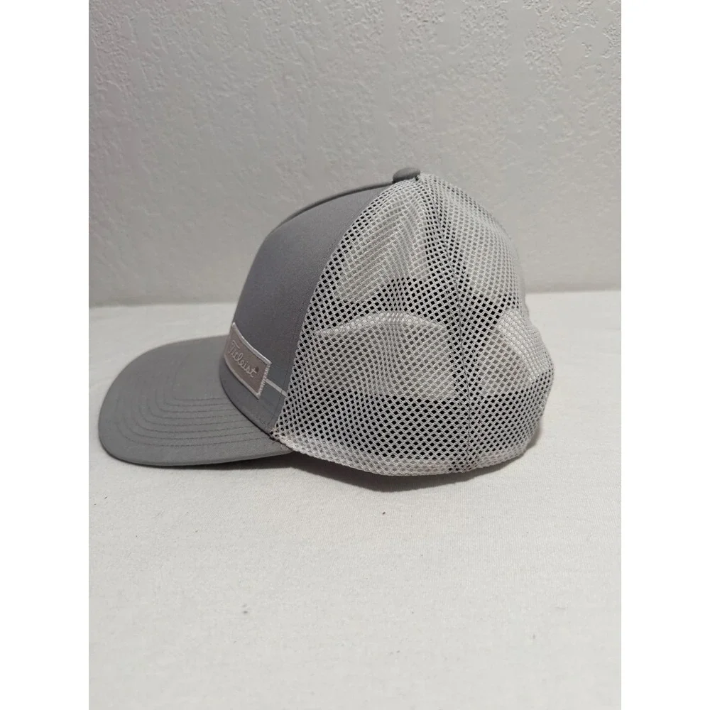 Titleist Golf Hat Grey White Mesh Trucker Snapback Cap Adjustable Mens